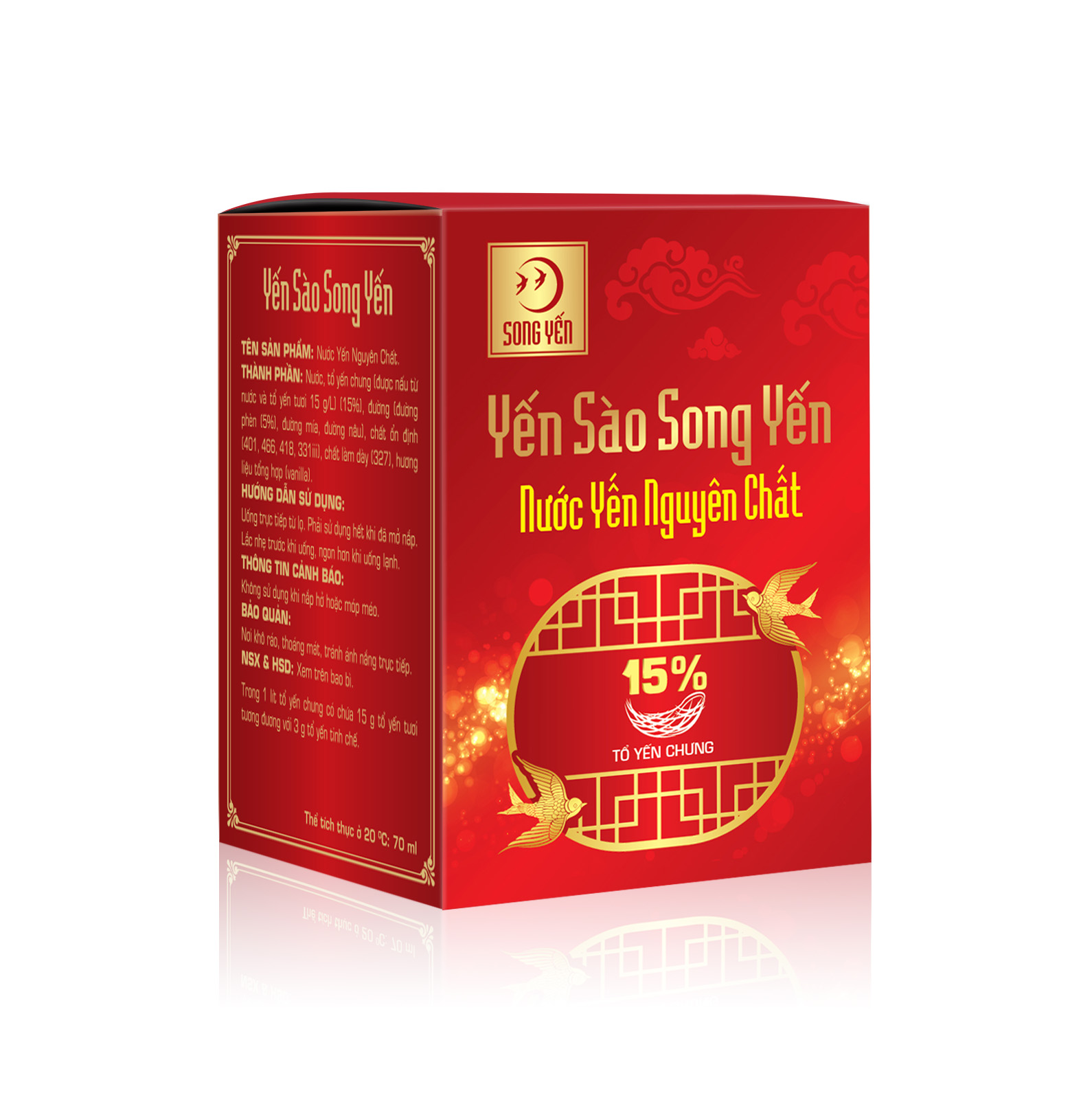 Nước Yến Nguyên Chất (Tổ yến chưng 15%) Hộp 1 lọ 70ml